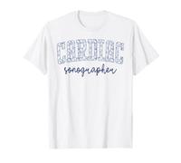 Cute Cardiac Sonographer Varsity Blue Floral Echo Tech Staff T-Shirt