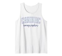 Cute Cardiac Sonographer Varsity Blue Floral Echo Tech Staff Tank Top