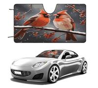 Cute Cardinal Birds Car Windshield Sun Shade - Reflector Sunshade Offers Ultimate Protection for Car Interior, Cool Reflective Sun Blocker Fits Small Sedans, Mini SUVs 55"x30"