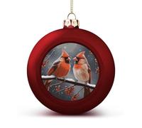 Cute Cardinal Birds Christmas Ball Ornaments - Red Shatterproof Plastic Vintage Rustic Xmas Tree Decorations Pendant for Family Holiday Wedding Party Xmas Hanging Decoration