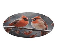 Cute Cardinal Birds Round Area Rug Non Slip Backing Doormat Water Absorbent Plush Throw Low-Pile Non-Slip Floor Mat Carpet for Living Room Bedroom Entryway Nursery Room 60 * 60cm