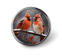 Cute Cardinal Birds Round Lapel Pins Backpack Pin Cute Brooch Decoration Brooches for Women Men Fashion Button Badges for Hat Backpacks Purses Jackets Shirt Suit