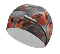 Cute Cardinal Birds Swim Cap for Women Men Swimming Hat Bath Waterproof Pool Caps for Long Thick Curly Hair