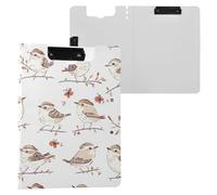 Cute Carolina Wren Birds White Clipboard Double Metal Clips Pen Holder Clip Board with Cover Clipboard Folio Medical Contractor
