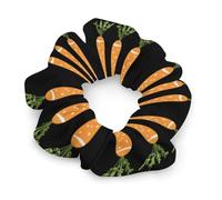 Cute Carrots Women Scrunchies for Ponytail Holders Soft Satin Elastic Hair Ties for All Hair Types