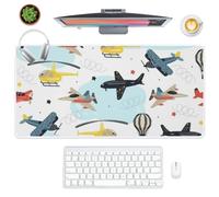 Cute Cartoon Aeroplanes Desk Mat XXL Mouse Mat with Non-Slip Rubber Base Smooth Face Gaming Mouse Pads 80X30 CM Gaming Mousemat Office Desk Decor Home Office Gifts XXL Mousepad for School Home
