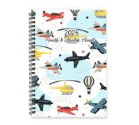 Cute Cartoon Aeroplanes Journal 2026 A5 To Do List Notebook 2026 Daily Diary Daily Journal for Men Diary for Academic Week To View Monthly Year Planner with Dotted Line Note Page Slim