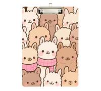Cute Cartoon Alpaca Beige clipboard Waterproof Transparent for Homework Pediatric Size 9 x 12 Silver