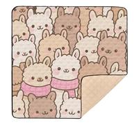 Cute Cartoon Alpaca Beige Soft Foam Baby Activity Play Mat for Floor Lightweight Activity Entertainment Mat for Baby Toddler Infant, 50'' x 50''