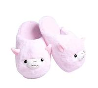 Cute Cartoon Alpaca Plush Slippers Warm Fluffy Winter House Slipper Cozy Indoor Shoes Soft Cotton Footwear for Women Girls Anti-Slip Funny Animal Home Floor Wear Bedroom Use