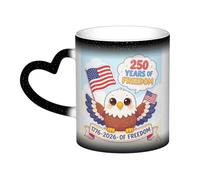 Cute cartoon American bald eagle Coffee Mugs 11 Oz Heat Sensitive Starry Sky Color Changing Mugs, Ceramic Magic Cup with Handle Personalized Tea Cups Novelty Coffee Cup Gift for Women Men Black