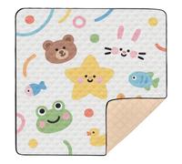 Cute Cartoon and Colorful Zoo Soft Thick Baby Floor Play mat for Indoor Outdoor Waterproof foldablummy Time Mat for Babies Infants Toddlers, 50'' x 50''gimnasio para Bebes recien