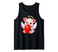 Cute Cartoon Angel Pig with Strawberry Summer Design Tank Top