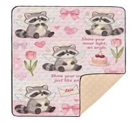Cute Cartoon Angel Raccoon Large Stylish Baby Play Tummy Time Mat for Floor Waterproof Foldable Tummy Time Activity Mat for Baby Toddler Infant, 50'' x 50''