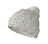 Cute Cartoon Animal Alphabet Print Knitted Beanie Men Women Sppleness Warm Cute Cap Fashionable Cold Weather Hat Black