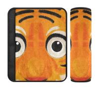 Cute Cartoon Animal Big Eyes Orange Seatbelt Shoulder Strap pad,Stop seat Belt Cutting into Neck,Shoulder Belt pad for Truck Backpack Bag funda para cinturón de carro 2 Pack