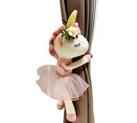 Cute Cartoon Animal Curtain Tiebacks, Soft Knitted Fabric Animals Decorations Curtain Holder Straps Holdbacks with Elastic Button, Tie Backs for Curtain Accessories Bedroom Home Decor Pink Unicorn