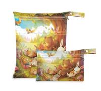 Cute Cartoon Animals Colorful reusable dry bags waterproof 2 Pack travel essentials for flying with handles for daycare, yoga