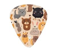 Cute cartoon animals guitar pick set, 3 different thicknesses, 12 pieces for a variety of instruments