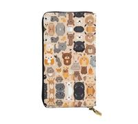 Cute cartoon animals Long leather wallet, portable credit card holder, zippered coin purse, and ID compartment