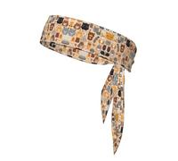 Cute Cartoon Animals Printed Sports Headband, Double-Sided with Ties, Versatile for Jogging, Cycling, or Exercising.