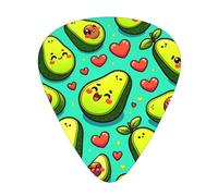 Cute-Cartoon-Avocado 12 Pack Guitar Picks With 3 Thicknesses And Storage Box, Abs Plectrums For Electric Bass Guitar Players