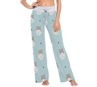 Cute Cartoon Baby Hippo Kids Animal Blue Pajama Pants Casual Stretch Pant Drawstring Palazzo Lounge Pants Wide Leg
