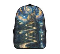 cute cartoon bag 3d printed sky two compartment fashion daypack cool castle school backpack with side mesh pouch-16inch,sturdy travel rucksack for school students