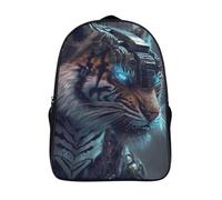 cute cartoon bag 3d printing network two compartment fashion daypack funny cool tiger warrior school backpack with side mesh pouch-16inch,sturdy school rucksack for teens and adults