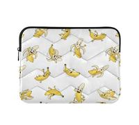 Cute Cartoon Bananas White Puffy Laptop Sleeves Protector Laptop Cases Decorative Business Work Computer Covers for Computer Pro 14 Inch Sleeve Universal Large