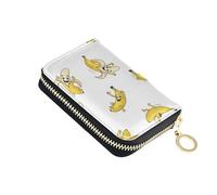 Cute Cartoon Bananas White Women's Wallet Leather Cute Card Holder Wallets RFID Blocking Small Zipper Card and Cash Holder
