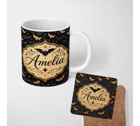 Cute Cartoon Bats and Ceramic Mug Large Handle Personalised Custom Name