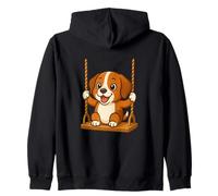 Cute Cartoon Beagle Swinging Dog Design Zip Hoodie