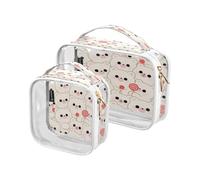 Cute Cartoon Bear Candy White 2 Pack Clear Mens Toiletry Travel Bag TSA Approved Transparent Travel Cosmetic Bags for Women Men’s Shaving kit maquillaje