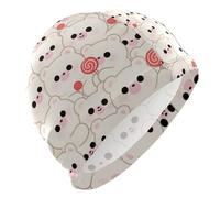 Cute Cartoon Bear Candy White Waterproof Swim for Bald Short Hair Waterproof Large Swim for Women Hair Protection and Drag Reduction Gorras para Nadar de Mujer