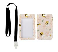 Cute Cartoon Bee Card Holder with Black Lanyard, Card Holder Office, Vertical Cards Protector for Worker, Vertical ID Cards Protector for Men, Nurse Accessories Delivery Driver Accessories