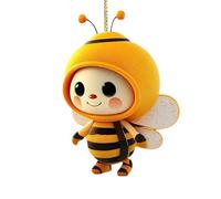 Cute Cartoon Bee Christmas Decorations Hanging Ornaments for Christmas Tree Acrylic Yellow Honeybee Pendant Bumble Bees Car Interior Aesthetic Hanging Accessories for Insects Animal Lovers