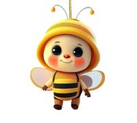 Cute Cartoon Bee Christmas Decorations Hanging Ornaments for Christmas Tree Acrylic Yellow Honeybee Pendant Bumble Bees Car Interior Aesthetic Hanging Accessories for Insects Animal Lovers