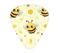 Cute-Cartoon-Bee-Honeycomb 12 Pack Guitar Picks With 3 Thicknesses And Storage Box, Abs Plectrums For Electric Bass Guitar Players