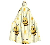 Cute-Cartoon-Bee-Honeycomb Adult Witch Hooded Cape, Halloween Costume Hooded Cloak