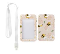 Cute Cartoon Bee ID Card Holders with White Lanyard, ID Badge Holders, Vertical Cards Protector for Nurse, Vertical Cards Protector for Worker, Delivery Driver Accessories Teacher Stuff