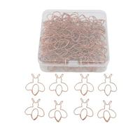 Cute Cartoon Bee Paper Clips Fun Bookmarks 80Pcs with Storage Box School Supplies (Rose Gold)