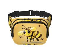 Cute Cartoon Bee print Womens Fanny Pack Everyday Hip Pouch Waist Bag for Travel Outdoor Running Hunting for Adult, Black, One Size