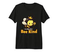 Cute Cartoon Bee with Crown Holding a Flower Bee Kind Premium T-Shirt