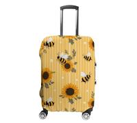Cute Cartoon Bees and Sunflowers Custom Suitcase Cover Washable Travel Luggage Protector Case