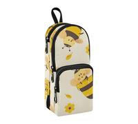 Cute Cartoon Bees The Buckets of Honey Pencil Case, Big Capacity Pen Bag with Compartment Students Schoolbag Shape Stationery Organizer Pencil Pouch Marker Case for School Office Work