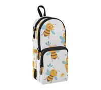 Cute Cartoon Bees with The Buckets of Honey Pencil Case, Big Capacity Pen Bag with Compartment Students Schoolbag Shape Stationery Organizer Pencil Pouch Marker Case for School Office Work