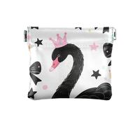 Cute Cartoon Black Swan Women Men Leather Coin Purses Waterproof Jewelry Organizer for Girls Women Ladies
