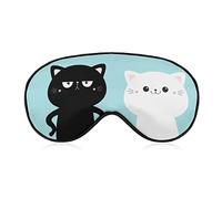 Cute Cartoon Black White Cat Sleep Mask Funny Kitten Blindfold for Sleeping Elastic Blackout Eye Mask Cover for Full Night's Sleep Travel and Nap