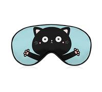 Cute Cartoon Black White Cat Sleep Mask Funny Kitten Blindfold for Sleeping Elastic Blackout Eye Mask Cover for Full Night's Sleep Travel and Nap